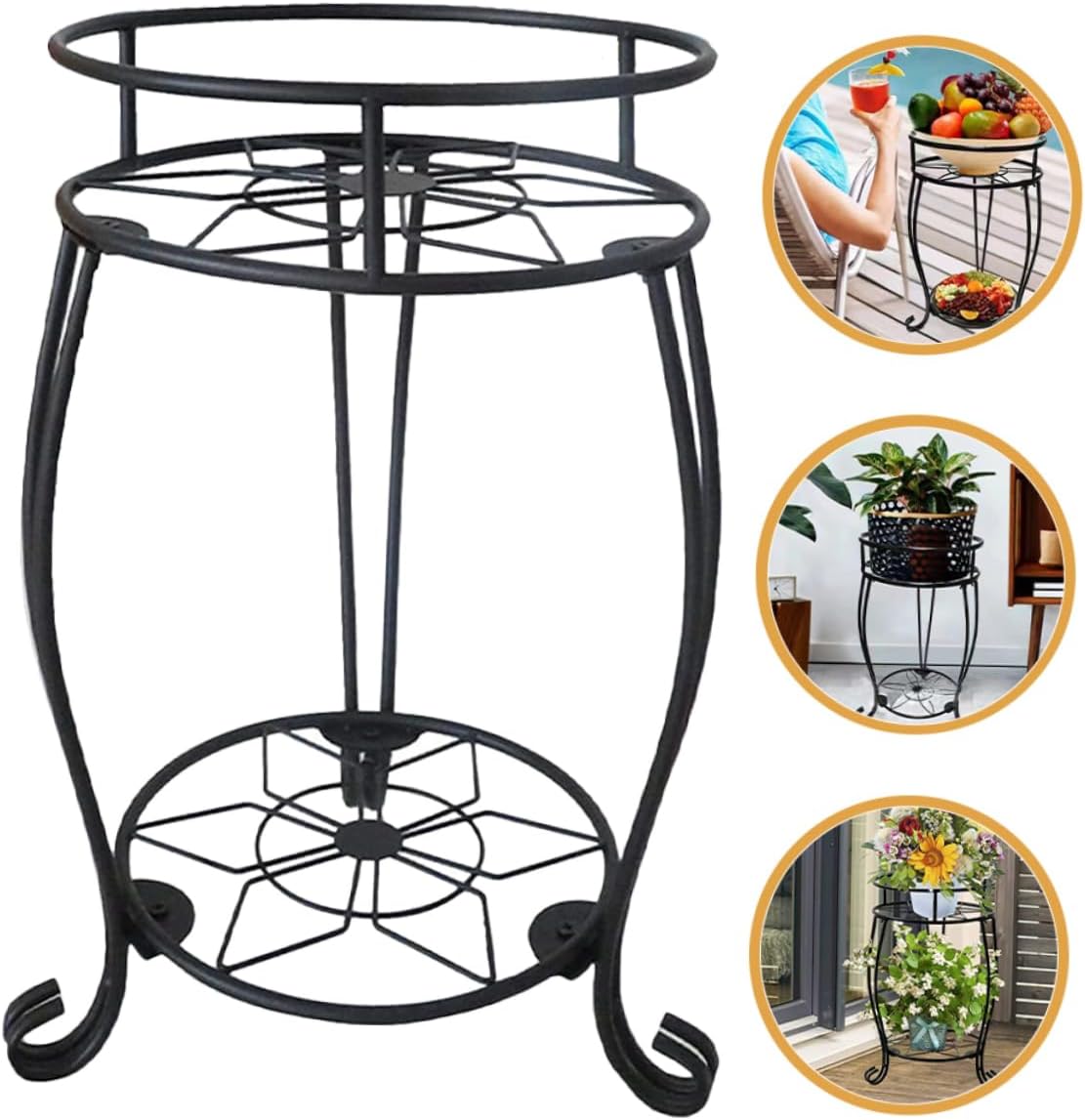 Double Plant Stand for Use Removable Heavy-duty Flower Pot Holder Multi-tiered Flowerpot Rack for Garden and Patio Decor