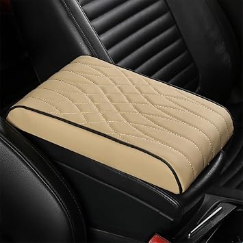 WASHLA Car Center Console Armrest Mat for BMW X4 M X4M F98 2018 2019 2020 2021 2022 2023 Universal Armrest Seat Box Protector Cover Leather Accessories for SUV Truck Vehicle,Beige, normal