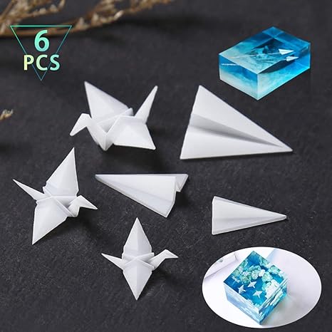 Amazon Fineinno 折り鹤形 紙飛行機形 レジン封入用 Uv レジン型 Diy デコ素材 材料 極小 ハンドメイド 8セット 千羽鹤形 紙飛行機形 デコ素材 通販