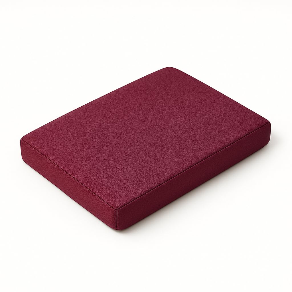 Pilates Head Cushion Headpad for Yoga Memory Foam 2"/5cm Pillow for Balance Pad, Knee Pads, Pilates Block or Yoga Cushion Removable Organic Polyester Cover Machine Washable 30×20× 5cm (Burgundy)