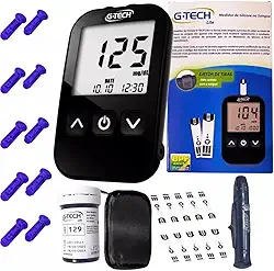 G TEC Lite Medidor de Glicose no Sangue, Monitor Digital com Display LCD, Kit Completo com Tiras de Teste, Lancetas e Estojo