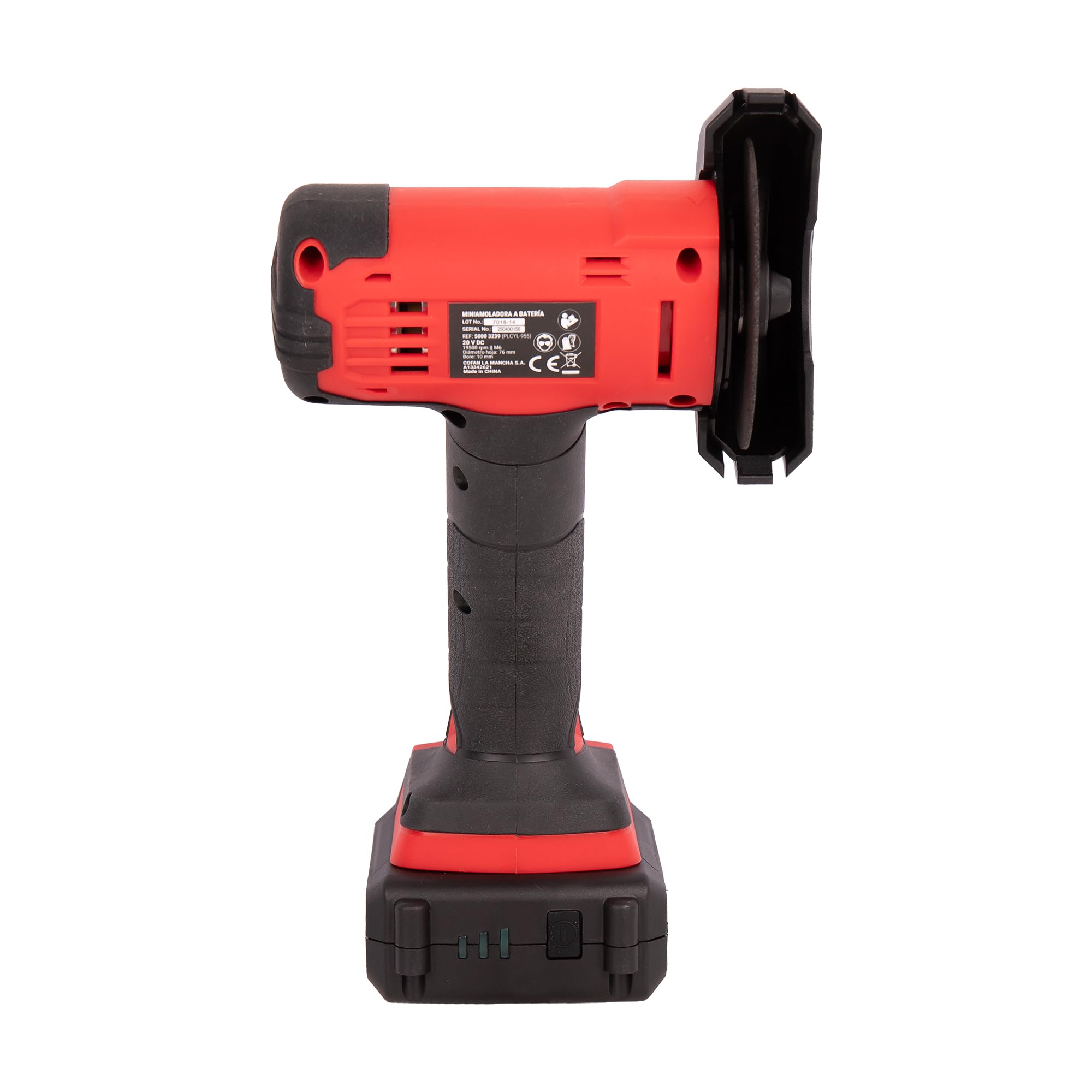 Cofan Mini amoladora a batería | Potencia: 20 V | Adecuada para discos de 76 mm | 19.500 rpm | Empuñadura de 3 posiciones | Compacta y ligera | Batería y cargador incluidos