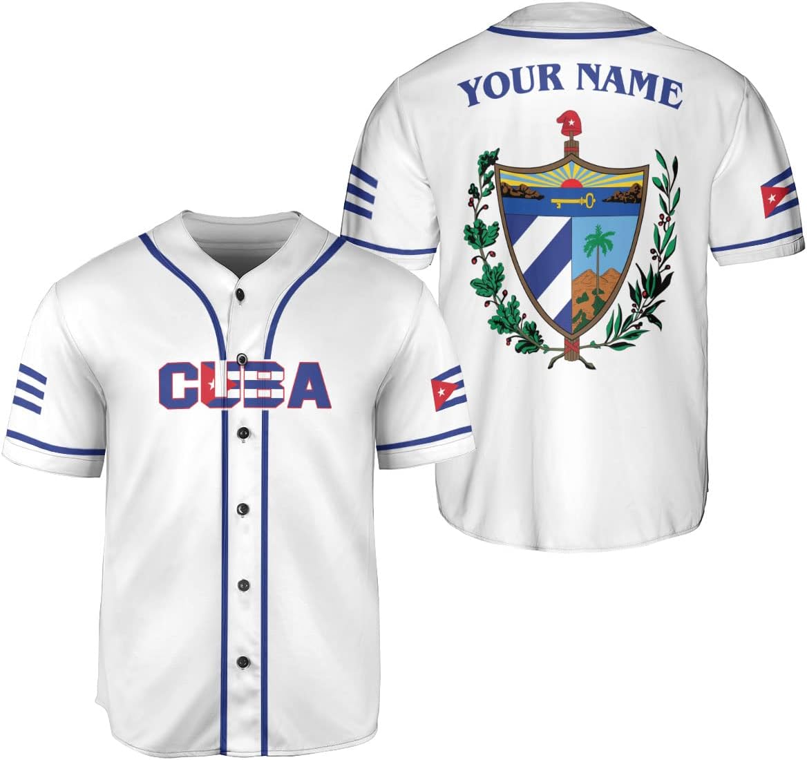 Personalized Cuba Baseball Jersey Shirt, Cuba Flag Jersey, Cuban Jersey for Men and Women, Cuba USA Flag T Shirt