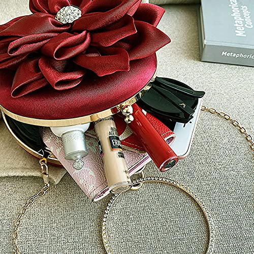 Image of Buddy Women Rose Shaped Clutch Soft Satin Wristlet Handbag Wedding Party Purse