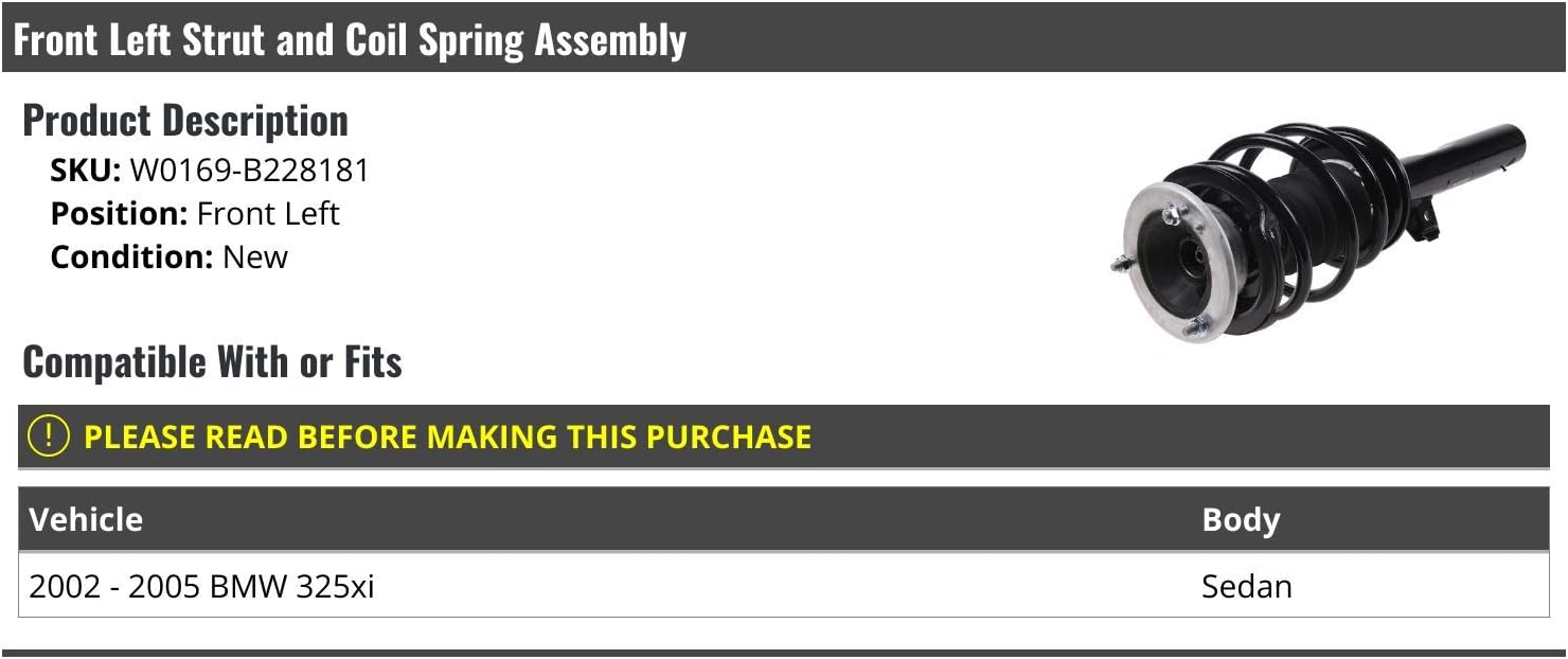 Front Left Driver Side Strut and Coil Spring Assembly - Compatible with 2002-2005 BMW 325xi Sedan
