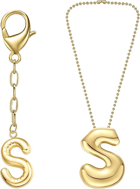 COTATI Gold Plated Bubble Letter Keychain for Women Initial Monogram Pendant Charm Keychains for Bag Handbags Purse