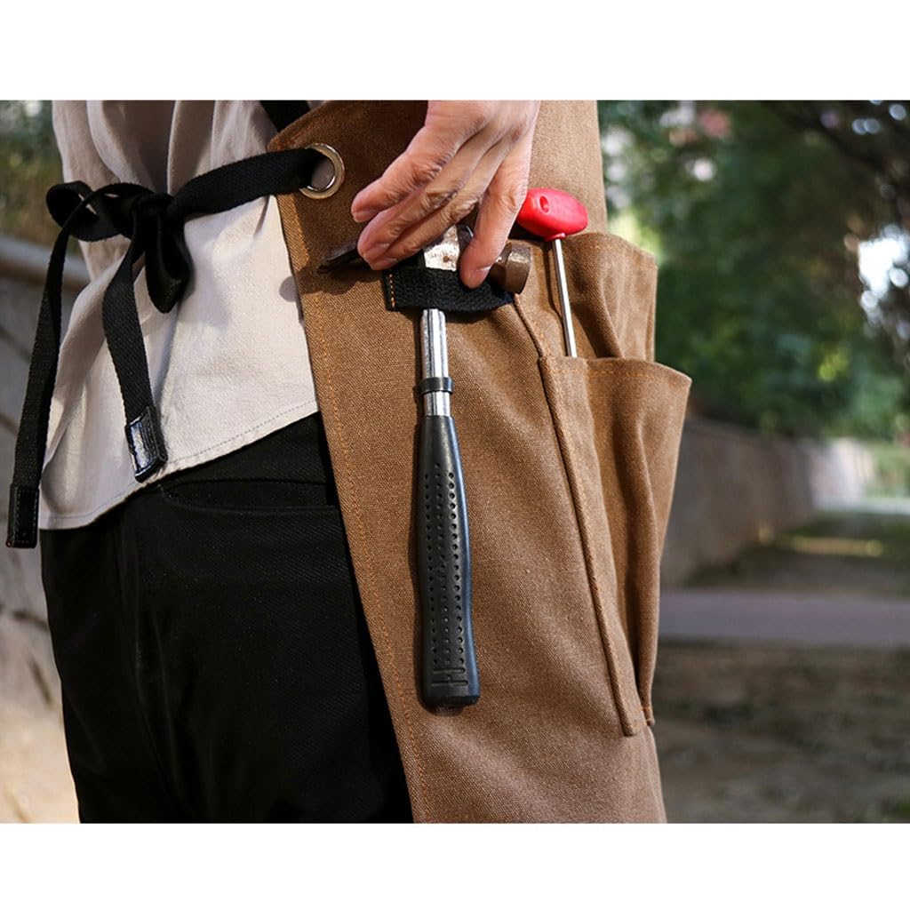 NEBE Delantal de camarero Delantal de lona gruesa hecho a mano for carpintero, jardinería, hombres y mujeres, pintura for niños al aire libre, monos de peluquería y manicura Delantales Delantal