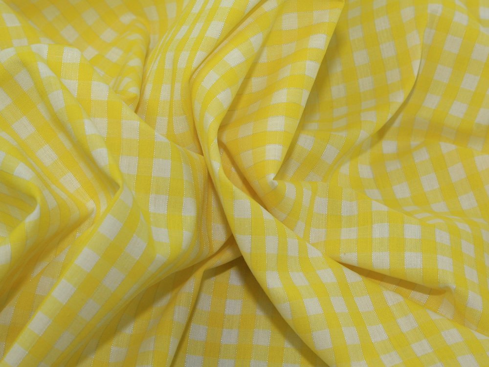 Prestige Fashion Uk Ltd Yellow 45" Wide 1/4" Check Corded Gingham Dress Fabric - Per Metre