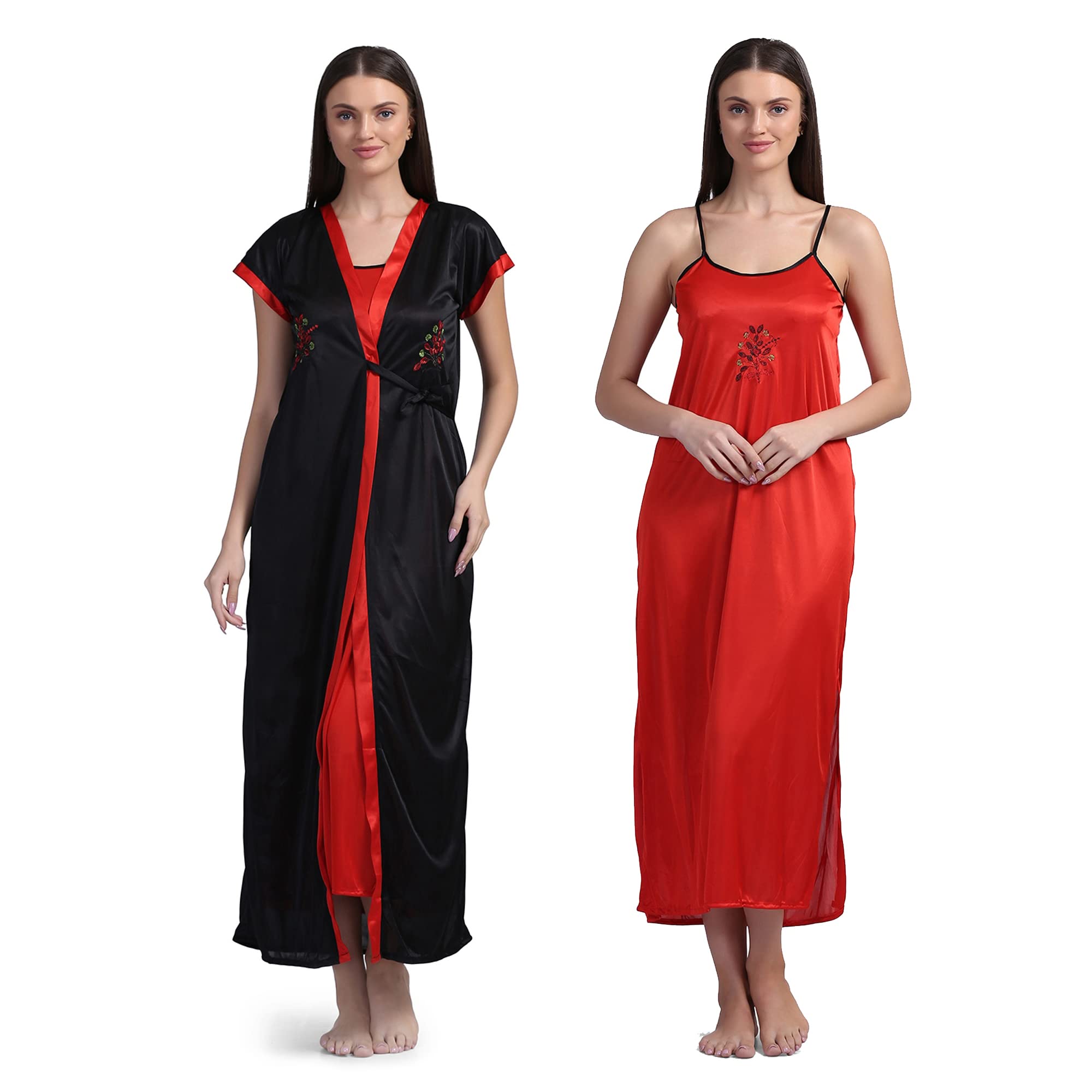 shasmi Women's Satin Full Length Maxi Night Suit/Nighty/Nightdress/Night Gown for Women and Girls-picture-46