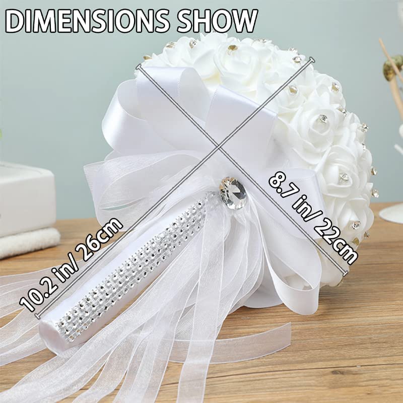 Bouquets de fleurs de mariage en fausses roses de 10 pouces - 6