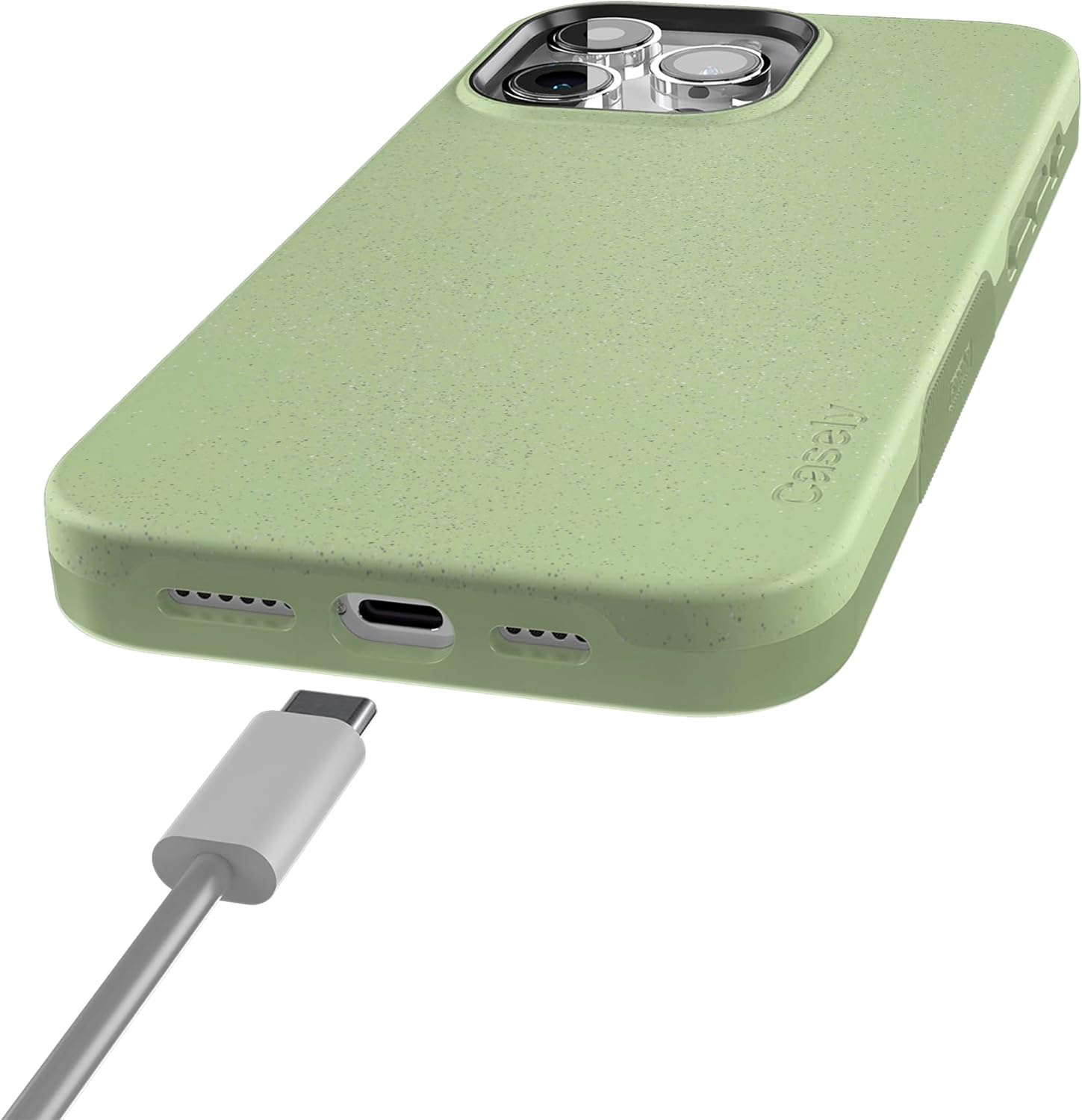 Casely iPhone 15 Pro Case | Kiwi Kiss | Matcha Green Shimmer | Bold Protective Design | Compatible with MagSafe
