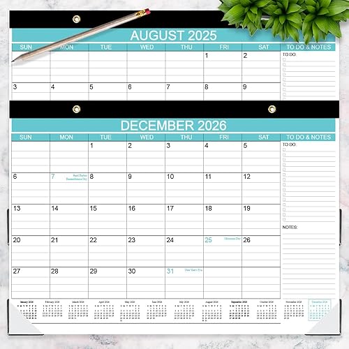 Miniatura 5 de Calendario de escritorio 2025-2026, desde agosto de 2025 a diciembre de 2026, calendario de escritorio con lista de tareas, papel de 140gsm, 17