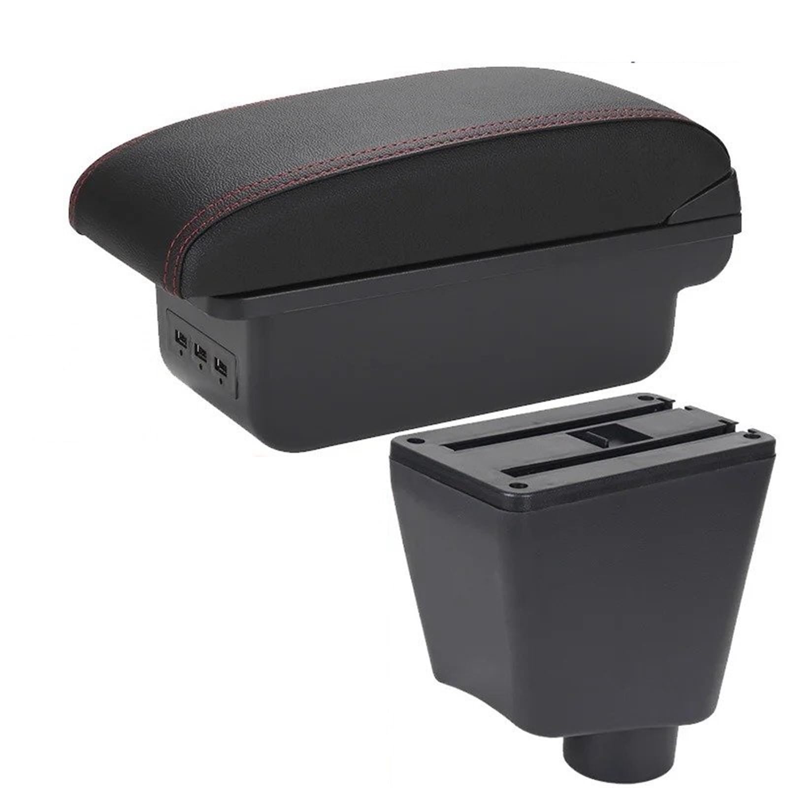 ECBUGAT For Clio 4 For Captur For 3 III IV Car Armrest Box Accessorie Storage Parts Dedicated Interior Car Armrest Box(B1 Black red 3USB)