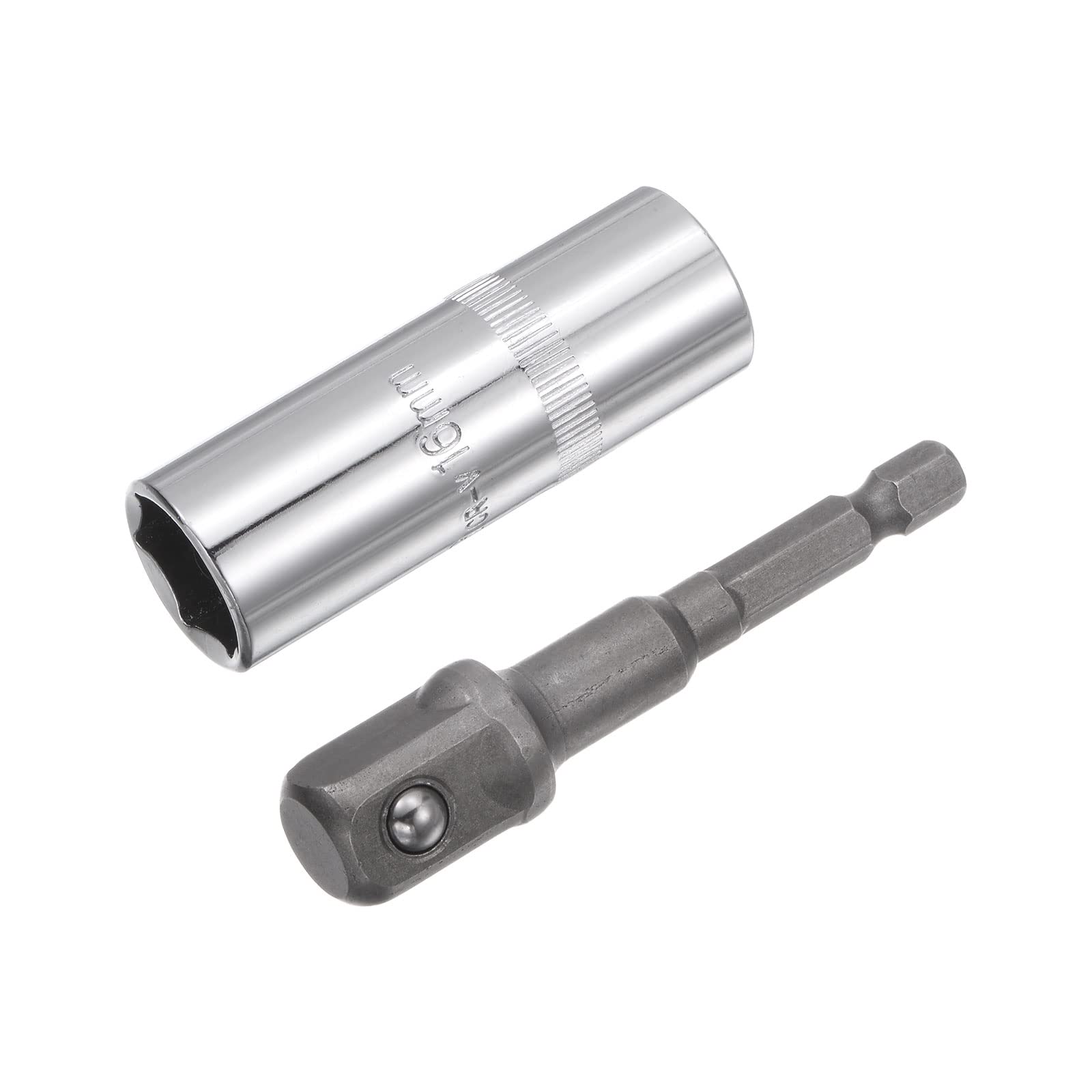 sourcing map 16mm Spark Plug Socket Set, 1/2" Drive 6 Point Deep Thin Wall with Hex Shank Power Drill Adapter