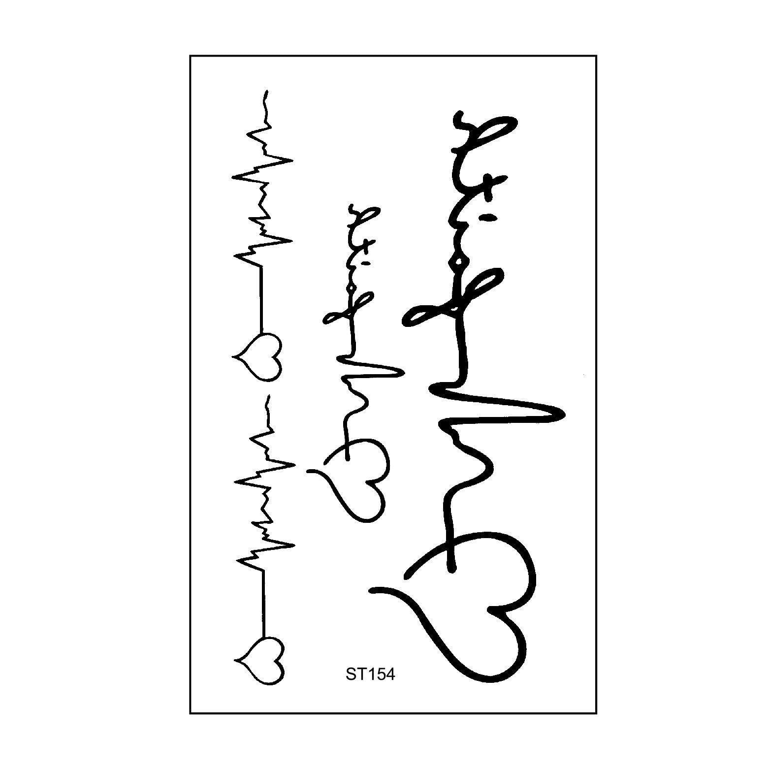 PEKNUX 10 Stickers Ecg Temporary Tattoo Heart Ripple Geometric Heart Temporary Tattoo