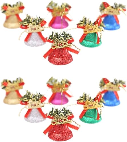 BESTOYARD 12 colgantes de campana de árbol de Navidad, decoraciones colgantes de Navidad, suministros de fiesta de Navidad, adornos de campana de
