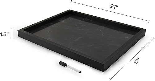 Miniatura 2 de Mikasa Tablero blanco enmarcado con estampado de mármol, incluye 1 marcador, negro