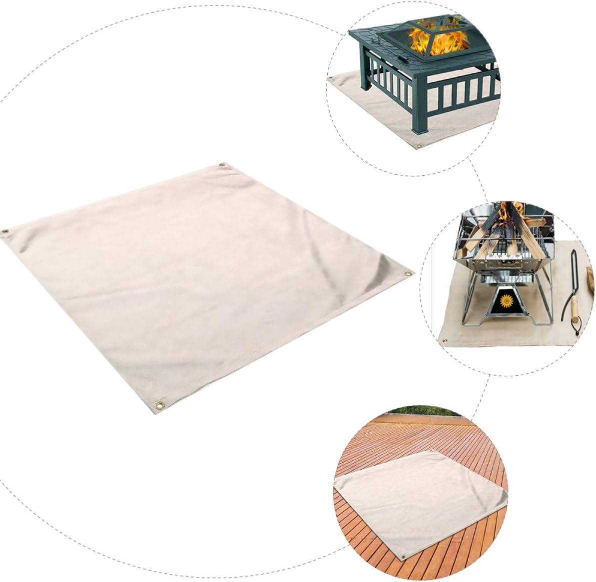 Happyyami 3 Pcs Stove Mat Grilling Mat Roasting Rack Deckle Under Grill Mat Blanket Grillers Absorbent Floor Mat Deck and Patio Grill Mat Fire Pit Mat Gas Glass Fiber White Fireplace