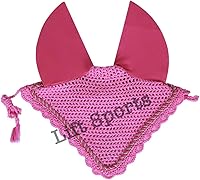 Vista 4 de Full/COB/Pony Horse Ear Bonnet 30 colores Fly Veil Crochet con ribete (pequeño/pony, rojo)