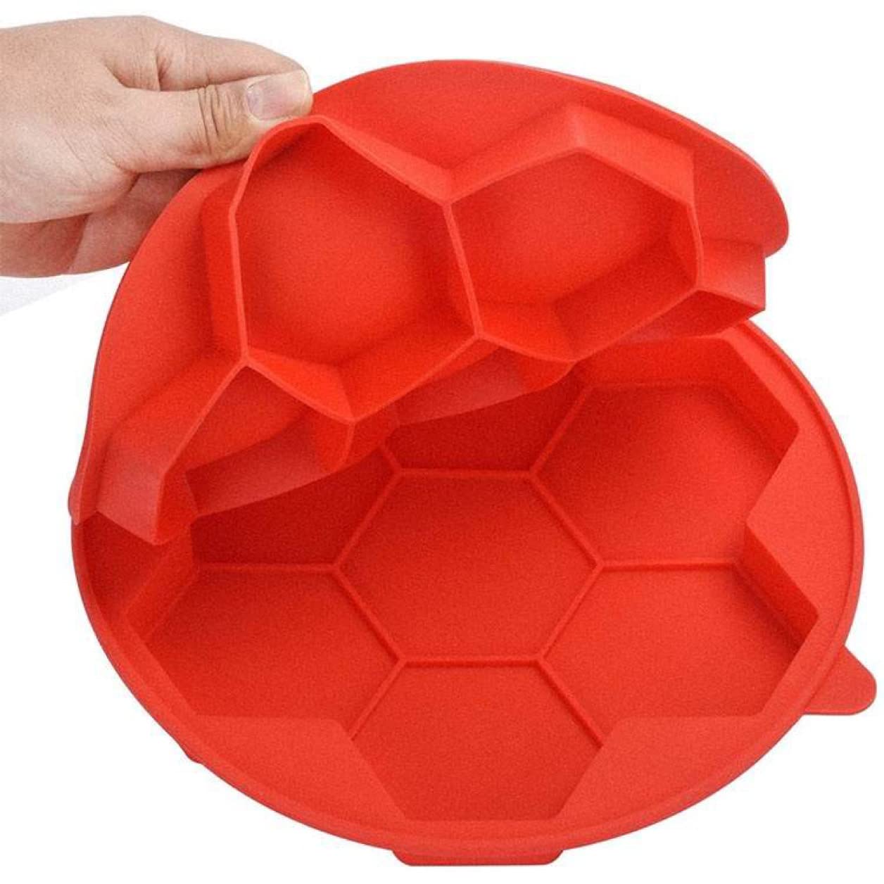 CUISINERITE - 7 in 1 Hamburger Slider Silicone Mold Hexagonal Patty Maker Press, Shape, & Freeze Non-Stick Stuffed Burger to Make Patties for Freezing, Grilling, Cooking Red, 9'' round