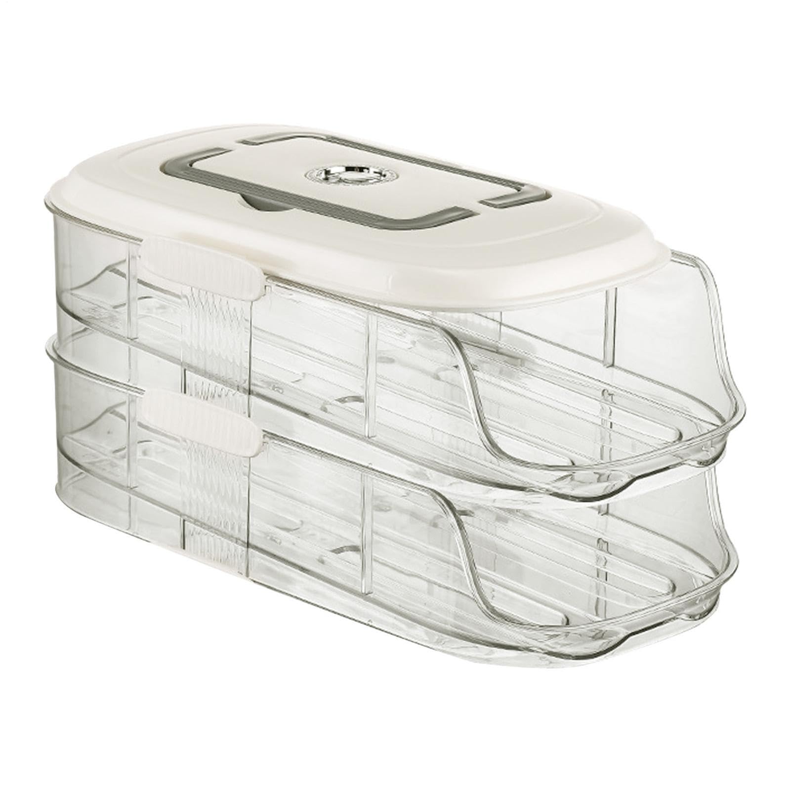 Contenedor de huevos para refrigerador con rodete automático para mantener el orden