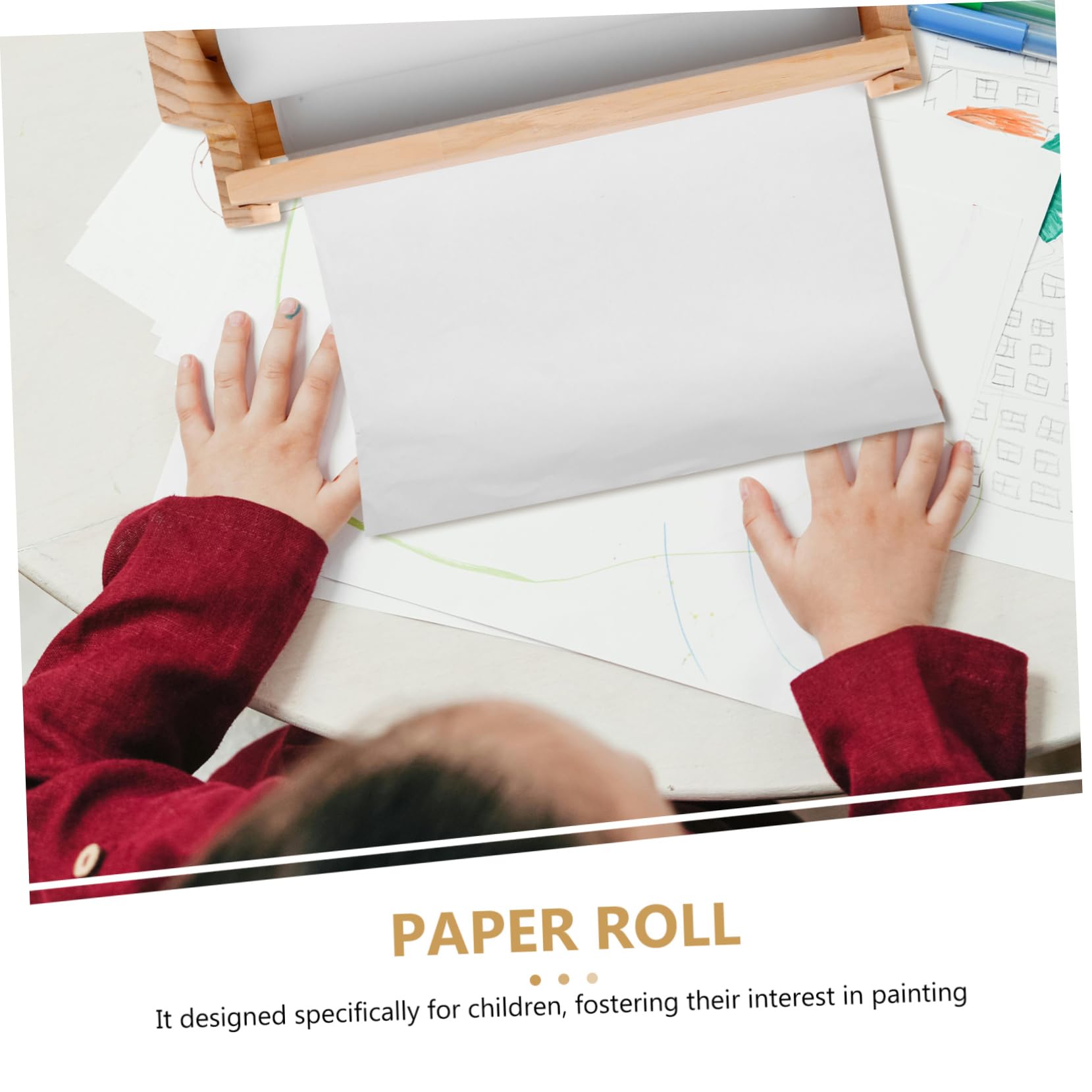 Artibetter Cavalletto in Legno per Ragazzo Ragazza Rotolo di Carta per Pittura da Tavolo, Multifunzionale e Salvaspazio, per Attività Creative e Disegno