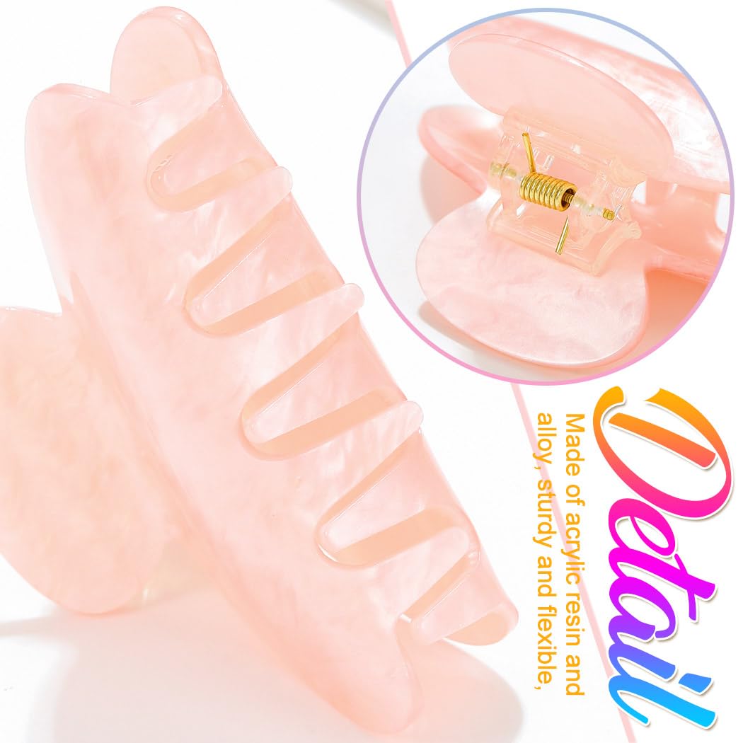 Reaky Acrylic Claw Clips Pink Hair Clip Cute Medium Hair Claws Hair Accessories for Women (pink+khaki), 1 count (Pack of 2) - Image 4