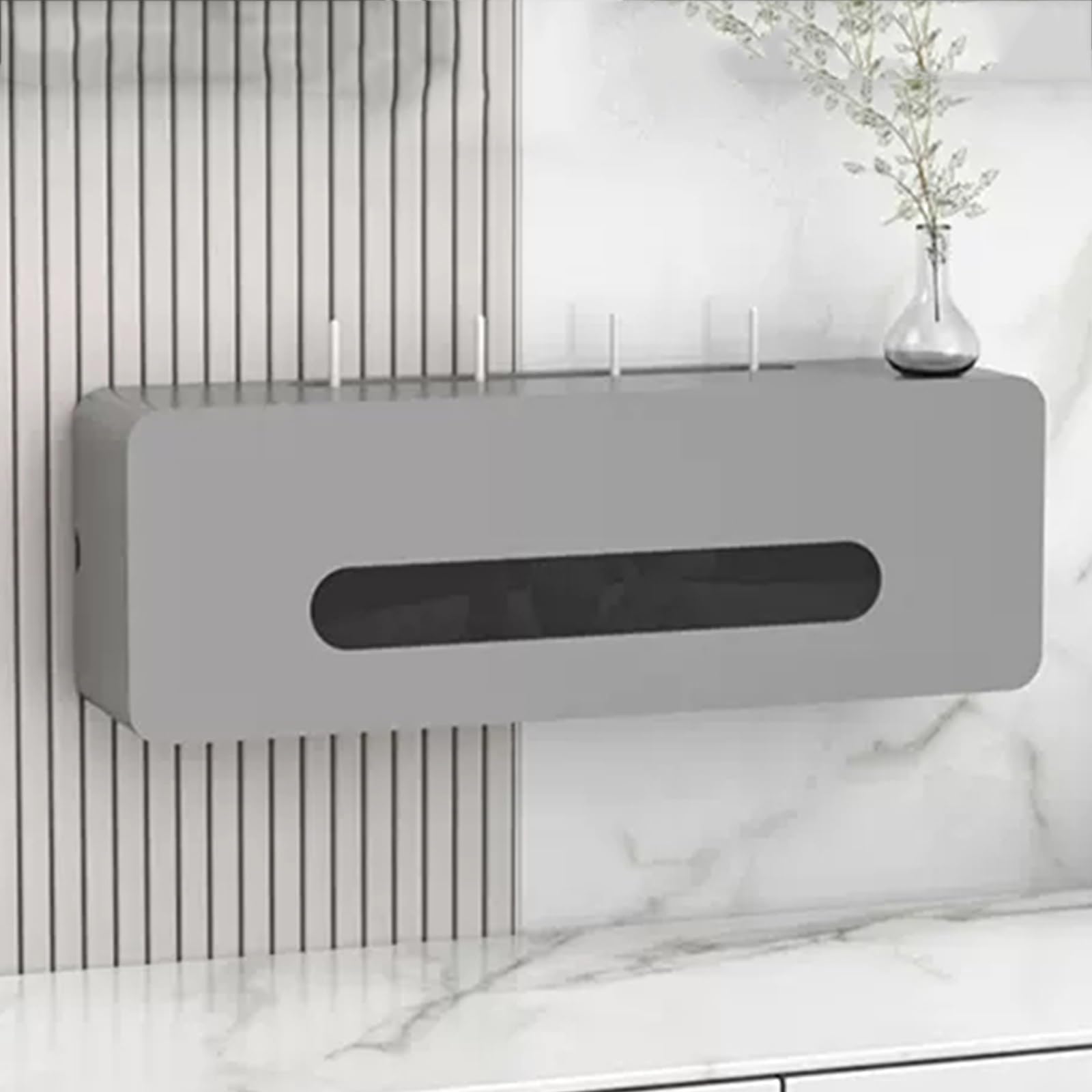 Scatola di gestione dei cavi in legno massello con montaggio a parete, soluzione di archiviazione router wireless WIFI, elegante organizer per cavi, strisce elettriche ed elettronica, design