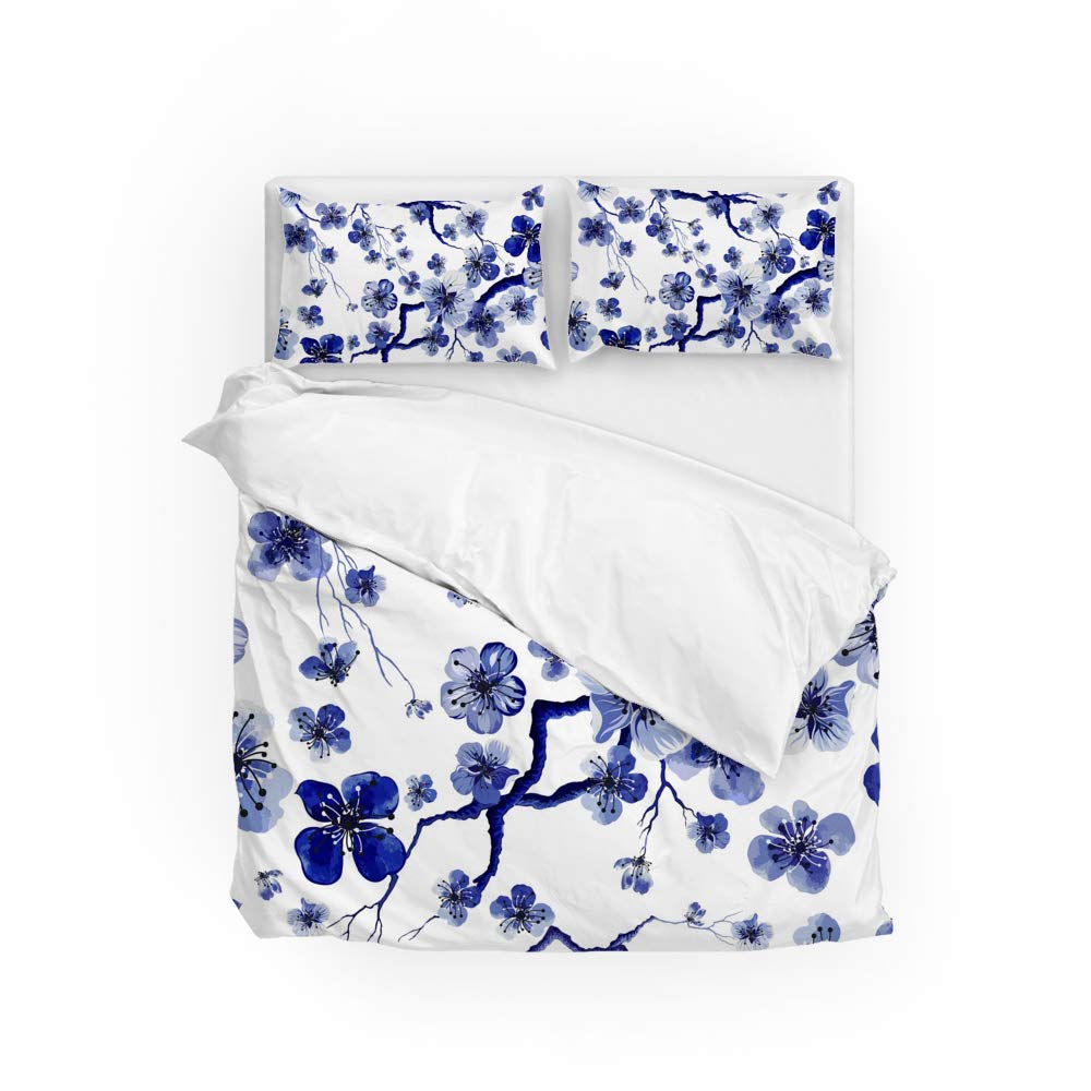 Parure de lit imprimé floral bleu pour un sommeil serein en format super king