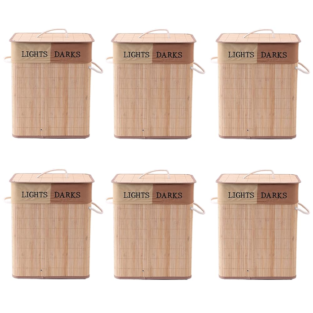 Kuber Industries Bamboo Basket With Lid|Foldable Laundry Basket For Clothes|Durable Rope Handles & Removable Bag|Natural|Pack Of 5 (B0CN192WZ7) Amazon Price History, Amazon Price Tracker