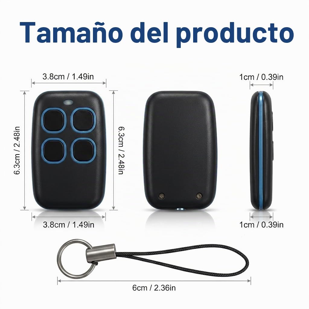 Mando a Distancia Universal 4 en 1, Rolling Code y Código Fijo para 280-868 MHz, Mando Copiador Impermeable para Coches, Puertas de Garaje, Persianas Enrollables, Automáticos, Azul