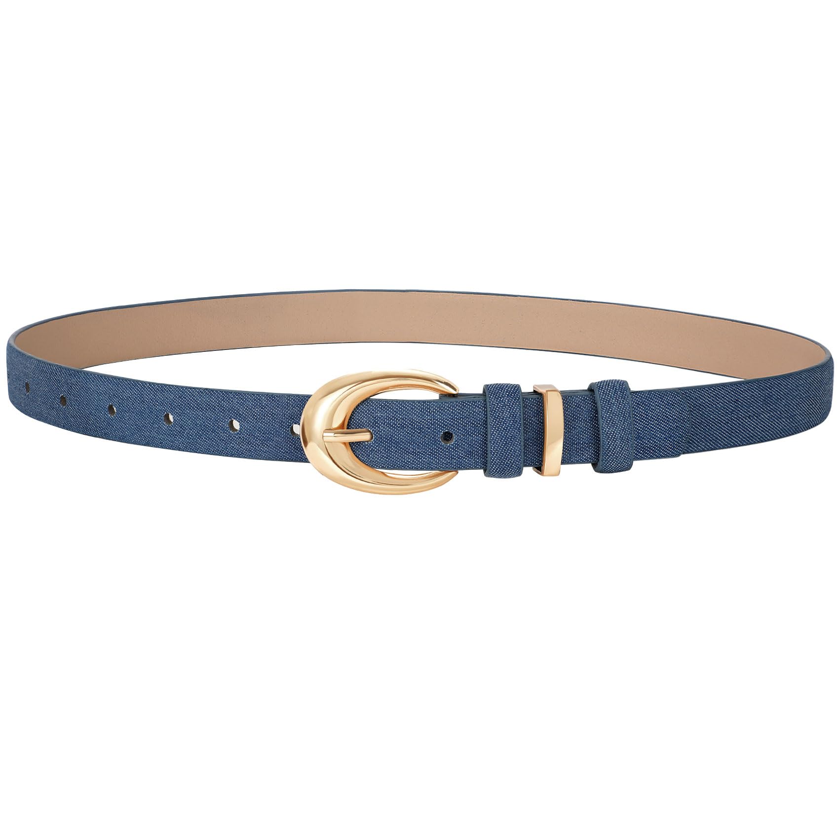 TRIWORKS Women Leather Belt for Jeans Pants Fashion Ladies Skinny Faux Leather Dress belt with Gold Buckle