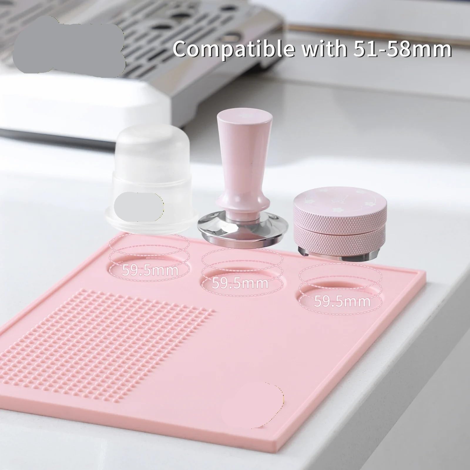 Estera De Apisonamiento Espresso Rosa para Cafetería | Soporte PVC antideslizante soporte café en polvo prensa(Pink 51mm 5pcs)