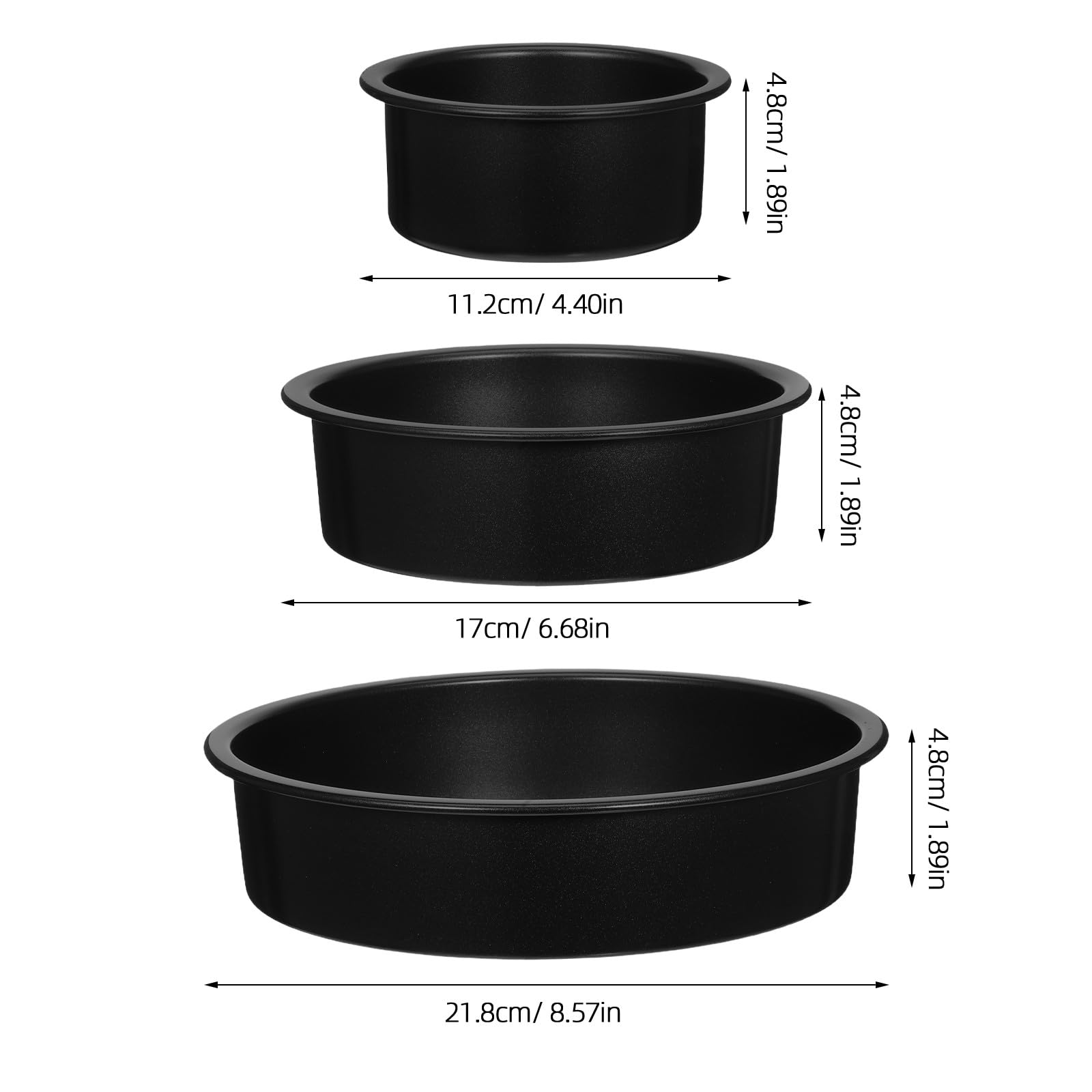 Kichvoe Moules à Pâtisserie Ronds en Acier Carbone 3pcs Fond Fixe et Revêtement Antiadhésif pour Cuisson Uniforme Gâteau 10 Cm Occasions Spéciales