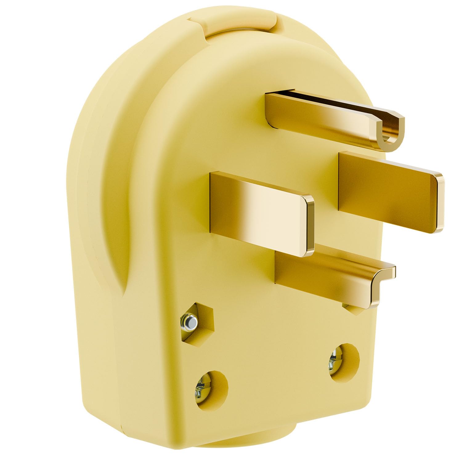 WINXUS 14-30P Plug, 30 Amp 125/250 Volt 3 Pole 3 Wire Grounding Straight Blade Plug for Dryer and Ranges, Works with Cable OD Max. 1.06 Inch Yellow