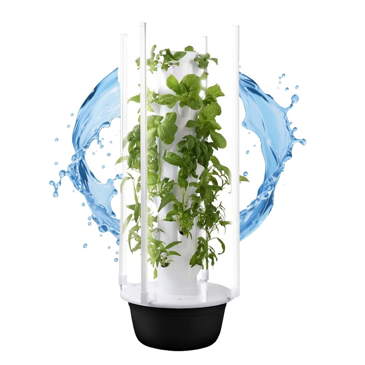Sis-tema hidropónico vertical con 9 niveles, luces LED y bomba de agua, torre de cultivo interior autoriego ABS libre BPA para hierbas, flores, lechuga, fresas y tomates frescos(36Holes+LED)