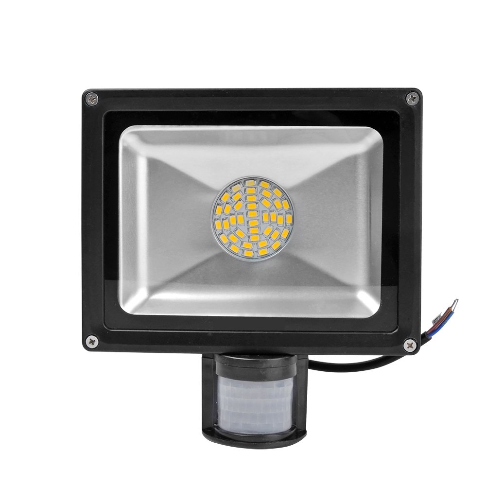 30W Faretto LED con Sensore di Movimento,Faro SMD LED da Esterno,IP65 Proiettore LED,Bianco Caldo,Ideale per il Giardino,Cortile,Corridoio,Garage