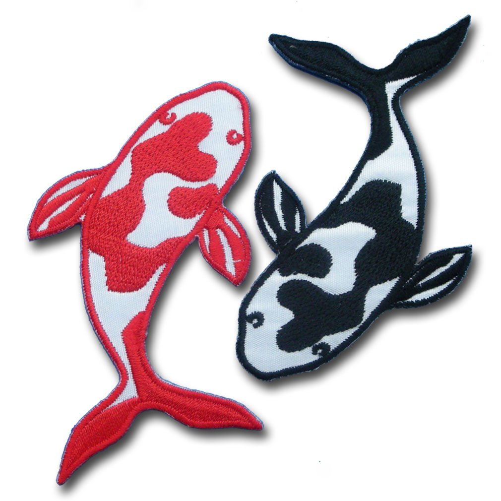 Koi Crap Fish Kohaku and Utsuri Patch Embroidered Iron on or Sewing Goldfish Japan