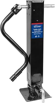 12000 LBS Weld-On Trailer Jack, 4" Square Tube, 26" Travel 12.5" Lift + 13.5" Drop Leg, Front-Wind Handle, Side Pull Pin, Heavy Duty Jack Stand for Gooseneck Utility Trailers, Black Powder Coated