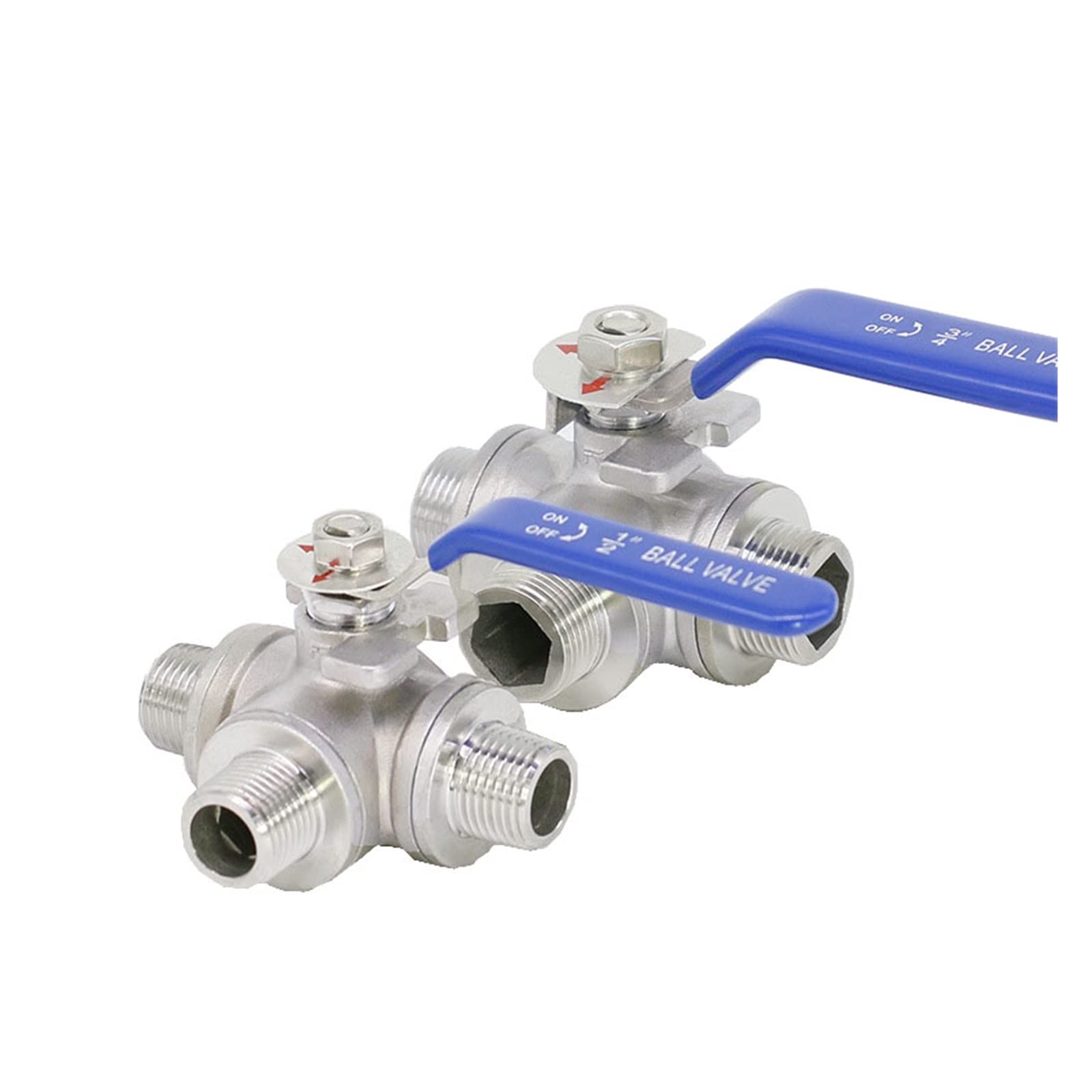 1/2" 3/4" válvula de Bola de Tres vías del Hilo Masculino de BSP de Las válvulas de Bola de la manija de la válvula del Acero Inoxidable 304(T Type,0.75 Inch)