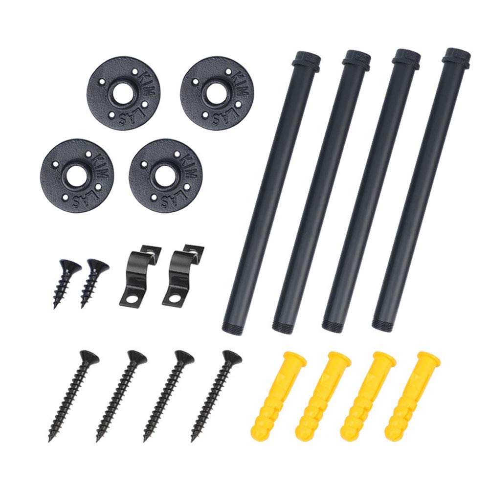 Soportes de estante resistentes, soportes de pared decorativos de tubo de hierro para, soportes de metal rústico negro, soporte de estantería para estante industrial, 4 piezas de soportes de brida vin