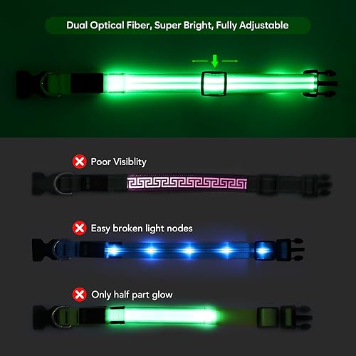 Miniatura 6 de Collares de perro con luces LED recargables, collares de perro que brillan en la oscuridad, para seguridad nocturna, collar de cachorro iluminado,