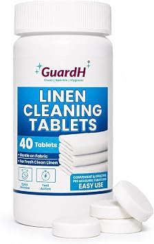 GuardH Linen Cleaning Tablets 40 Count | Fast Dissolving, Gentle on Fabric | Removes Tough Stains & Odors | Easy-to-Use Laundry Booster