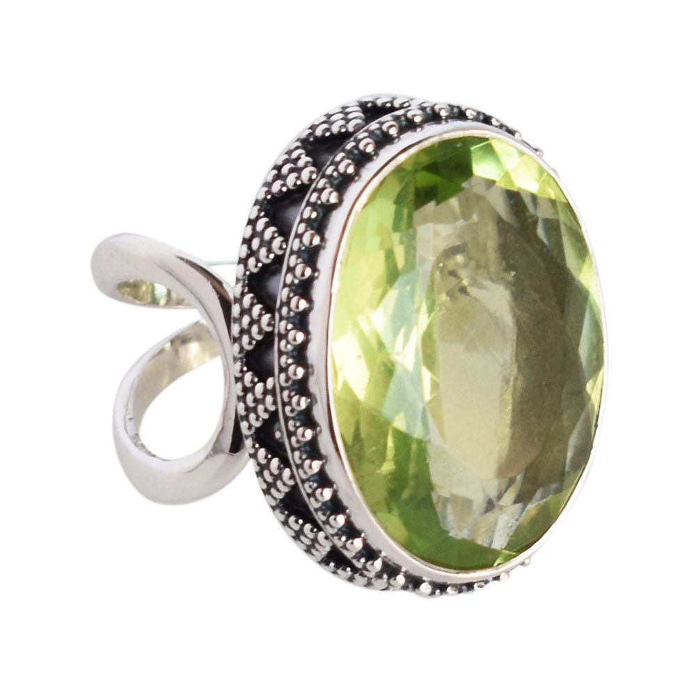 Bague en argent 925 avec véritable pierre précieuse quartz vert FSJ-855 - 6