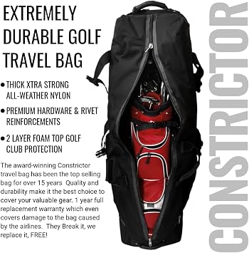CADDYDADDY Constrictor Golf Travel Bag Cover w/Thick Dense Foam Padded Top