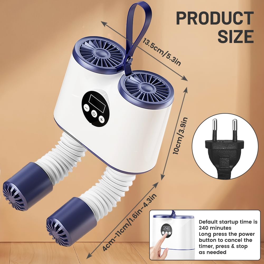 Flintronic Seche Chaussure Electrique, Seche Chaussure de Ski, Seches Bottes Chaussure de Ski, Pliable Réglable avec Minuterie, pour Sécher Bottes Gants Chapeaux
