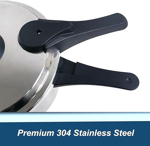 Miniatura 9 de XINFU - Olla a presión de acero inoxidable 304 premium, 6.3 cuartos de galón (6 litros) para familia de 4 a 6, modo estándar y modo rápido, 5