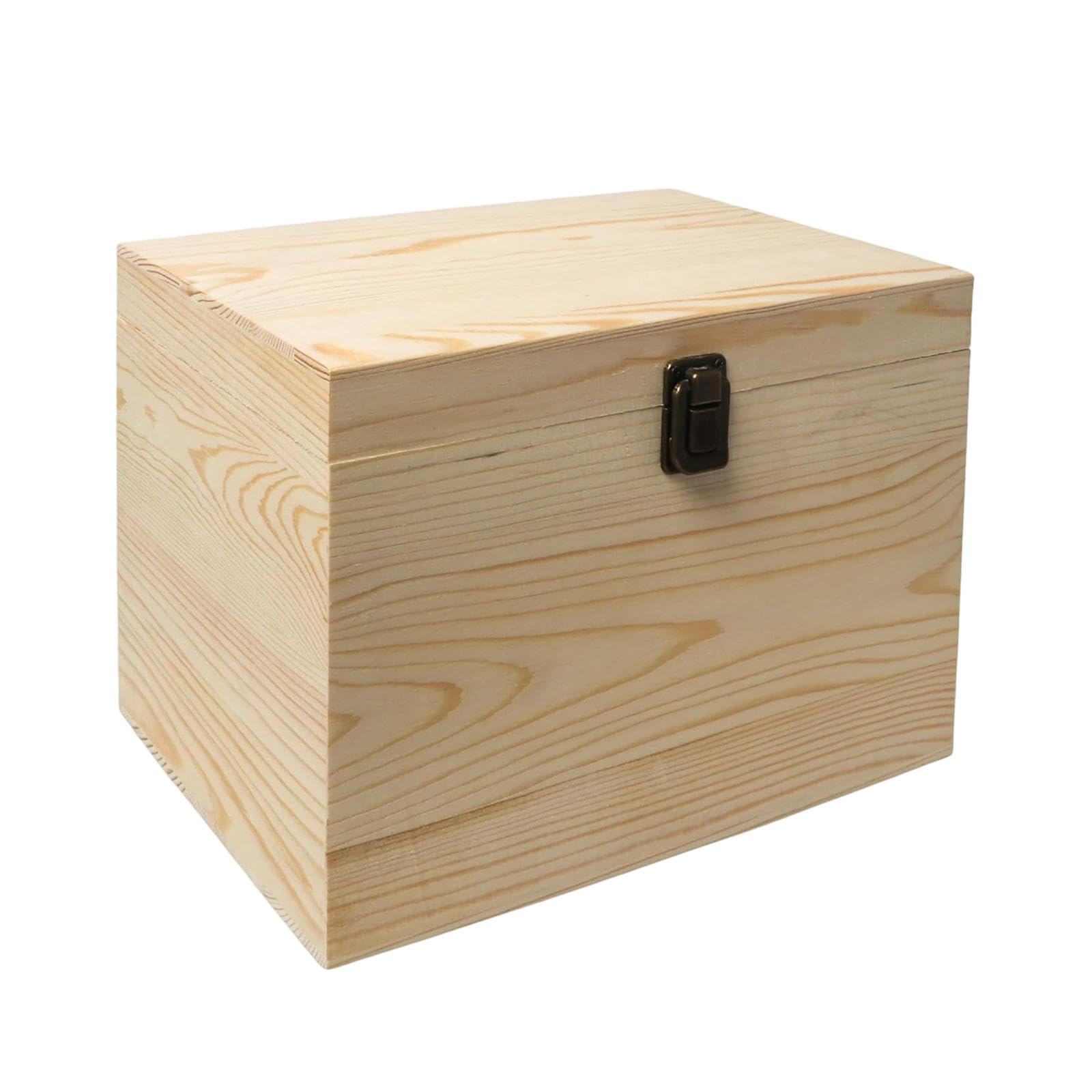 F Fityle Caja de Madera sin terminar, Caja de Almacenamiento de Madera sin Pintar, contenedor para Joyas, para Manualidades, 27 Cm X 20 Cm X 14