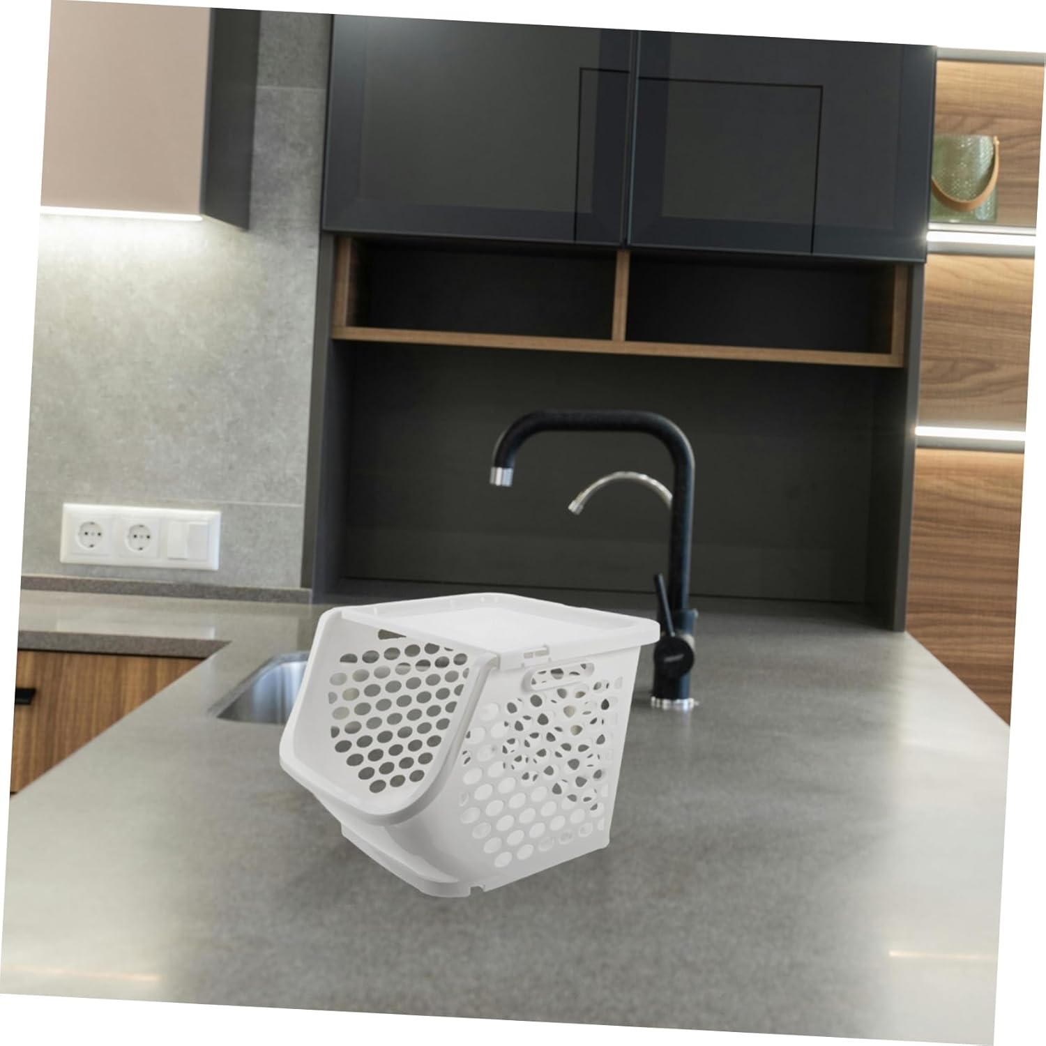 PRETYZOOM Stackable Storage Bins for Kitchen Organization Plastic Baskets for Fruits Vegetables and Spices Space Saving Design for Maximized Counter Space Easy to Clean