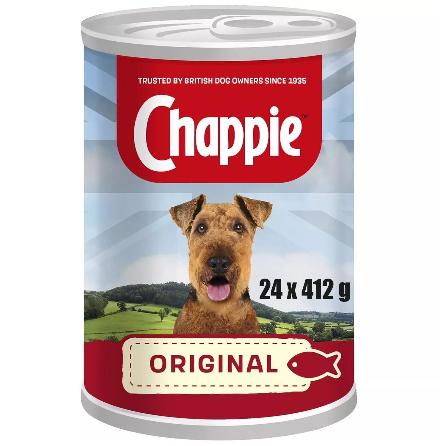 Chappie Adult Dog Food Wet Tins, Omega 3 & 6, 412g x 24